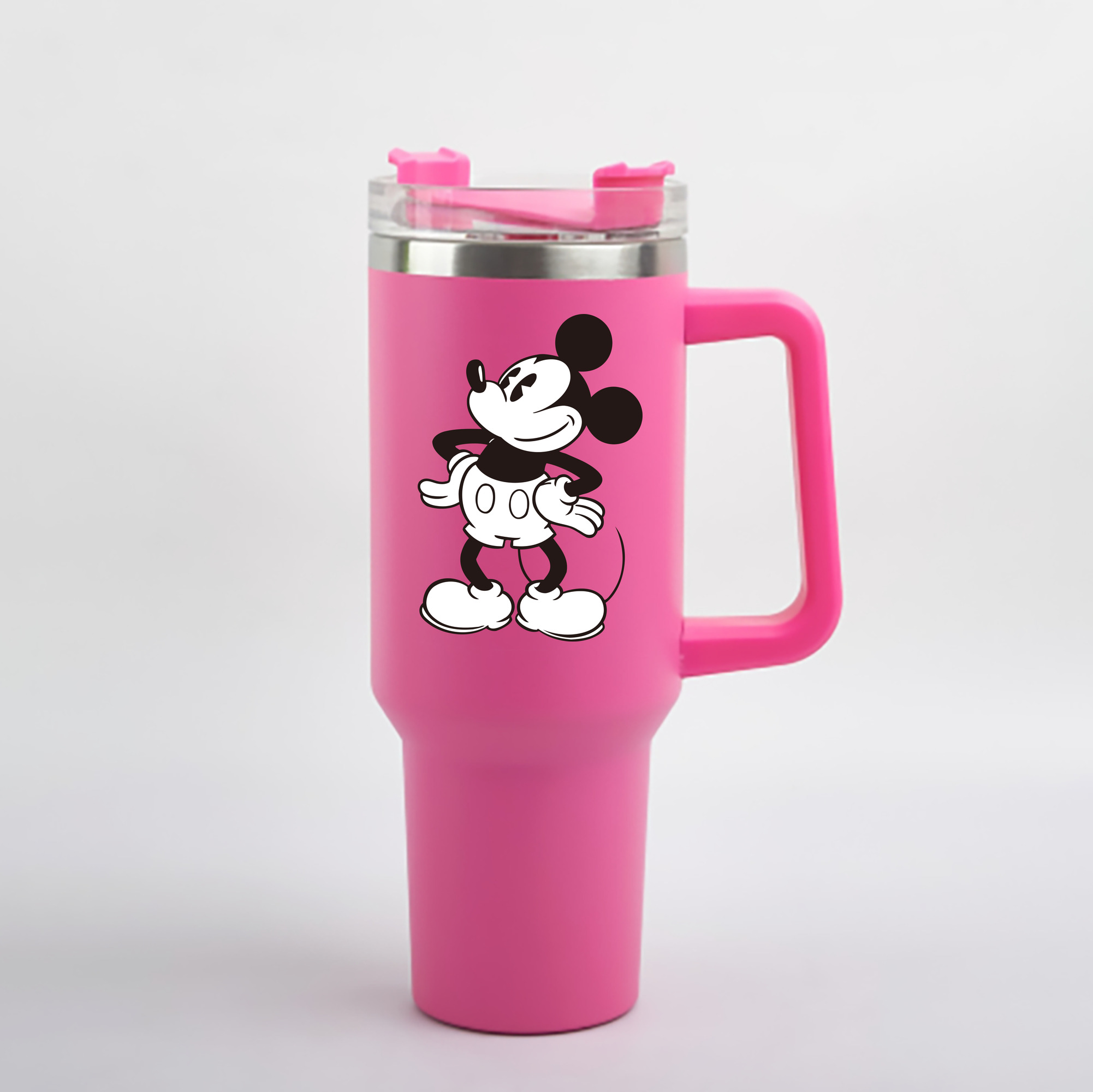 （画像用） ミッキーマウス Mickey Mouse 1200mL車用タンブラー - クリスタルステッカー（プラスチックストロー付き）